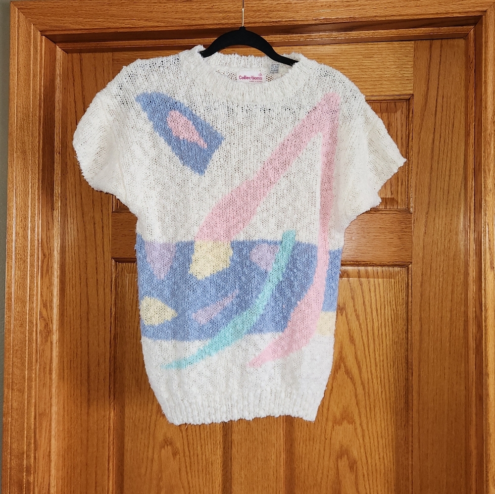 1980s Pastel Colorful Popcorn Ski Sweater Sz M EPIC Vintage By Collections Korea